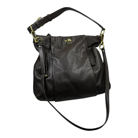 COACH Vintage Madison Isabelle Genuine Leather Chocolate Brown Hobo Bag - Picture 3 of 7